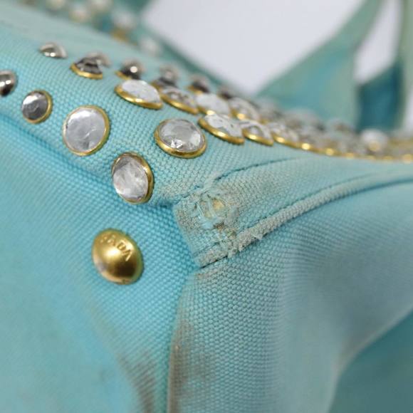 PRADA Canapa GM Hand Bag Canvas 2way Light Blue Auth 87668 - Picture 9 of 16